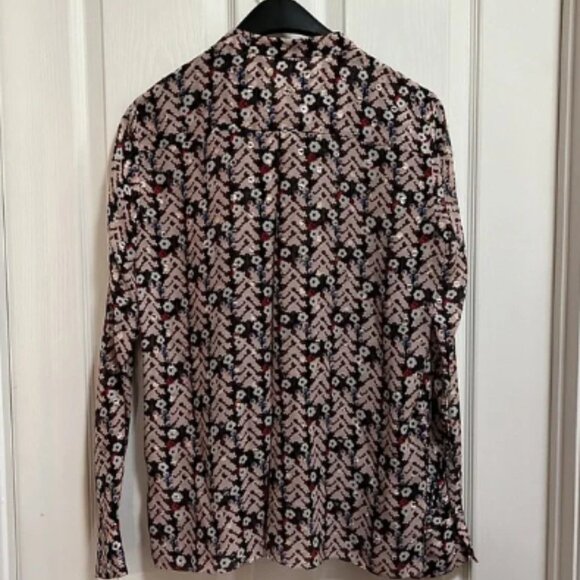 Dorothee Schumacher Pink Floral Silk Button Up Down Blouse Top Shell Size 3 - Picture 4 of 12
